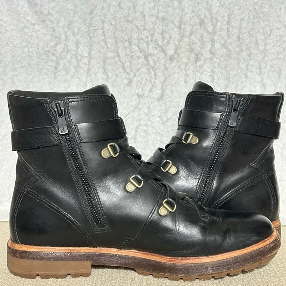 Timberland Womens Black Leather Riley Flair Hiker Lace/Buckle Boots Shoes SZ 8 - Picture 5 of 11